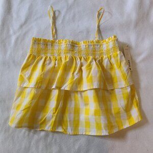 NWT AQUA Yellow and White Checkered tank